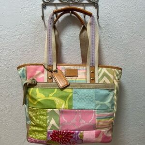 Coach Multicolor Patchwork Tote.